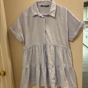 Zara Light Blue Tiered Mini Dress